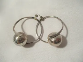 925 STERLING SILVER HOOP BALL Pierced Earring Jewelry ETHNIC Boho Festival