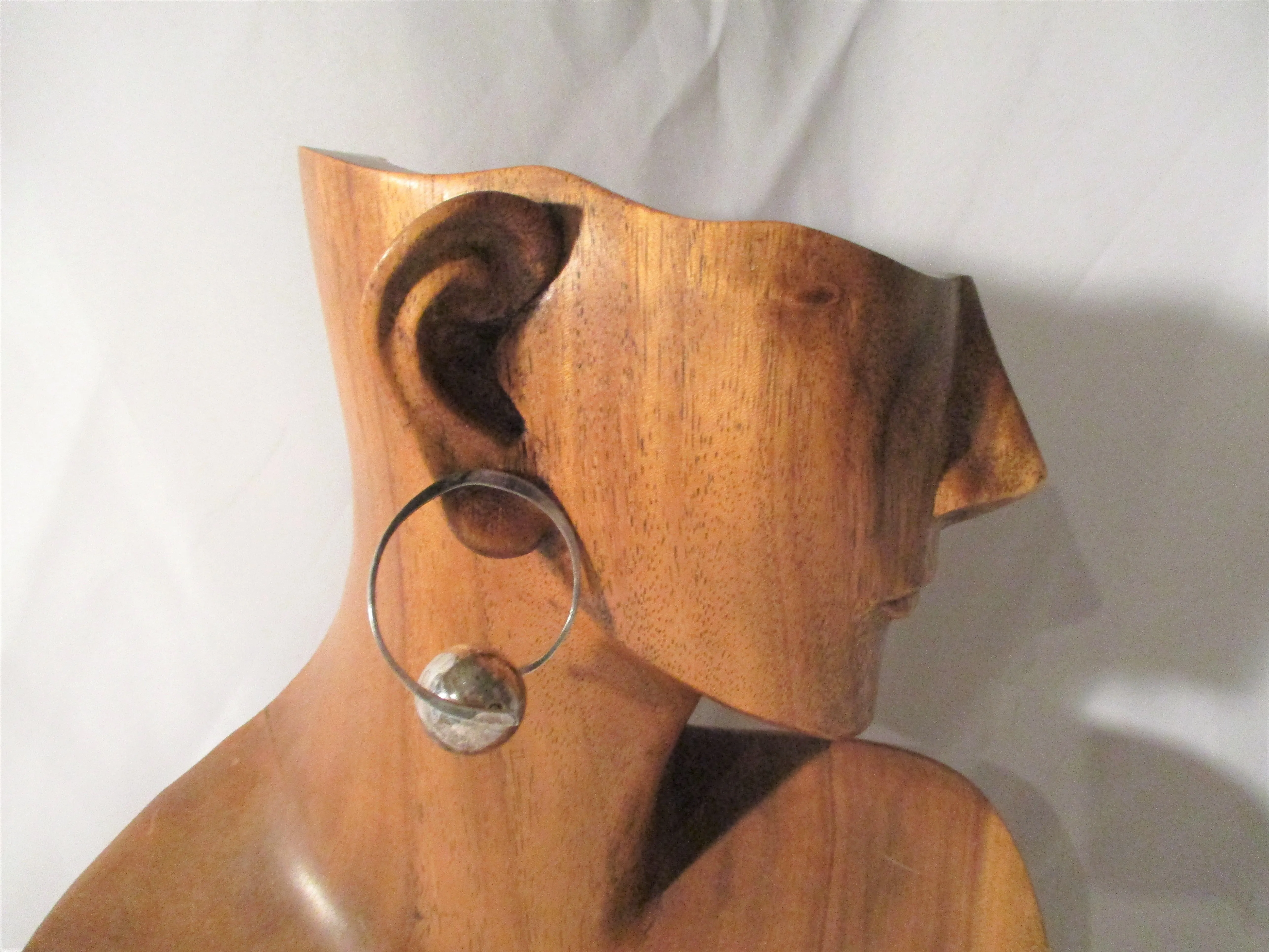 925 STERLING SILVER HOOP BALL Pierced Earring Jewelry ETHNIC Boho Festival