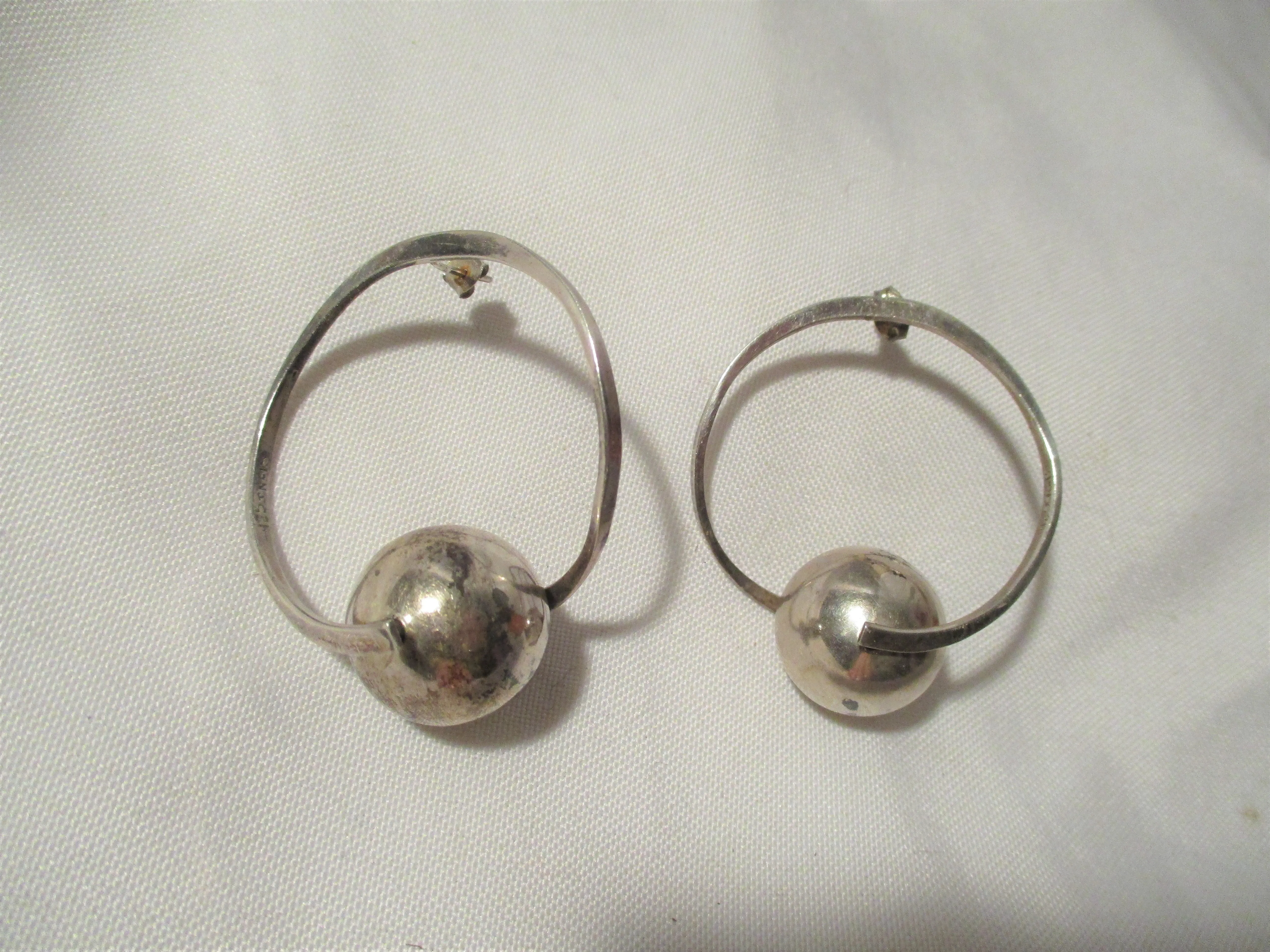 925 STERLING SILVER HOOP BALL Pierced Earring Jewelry ETHNIC Boho Festival