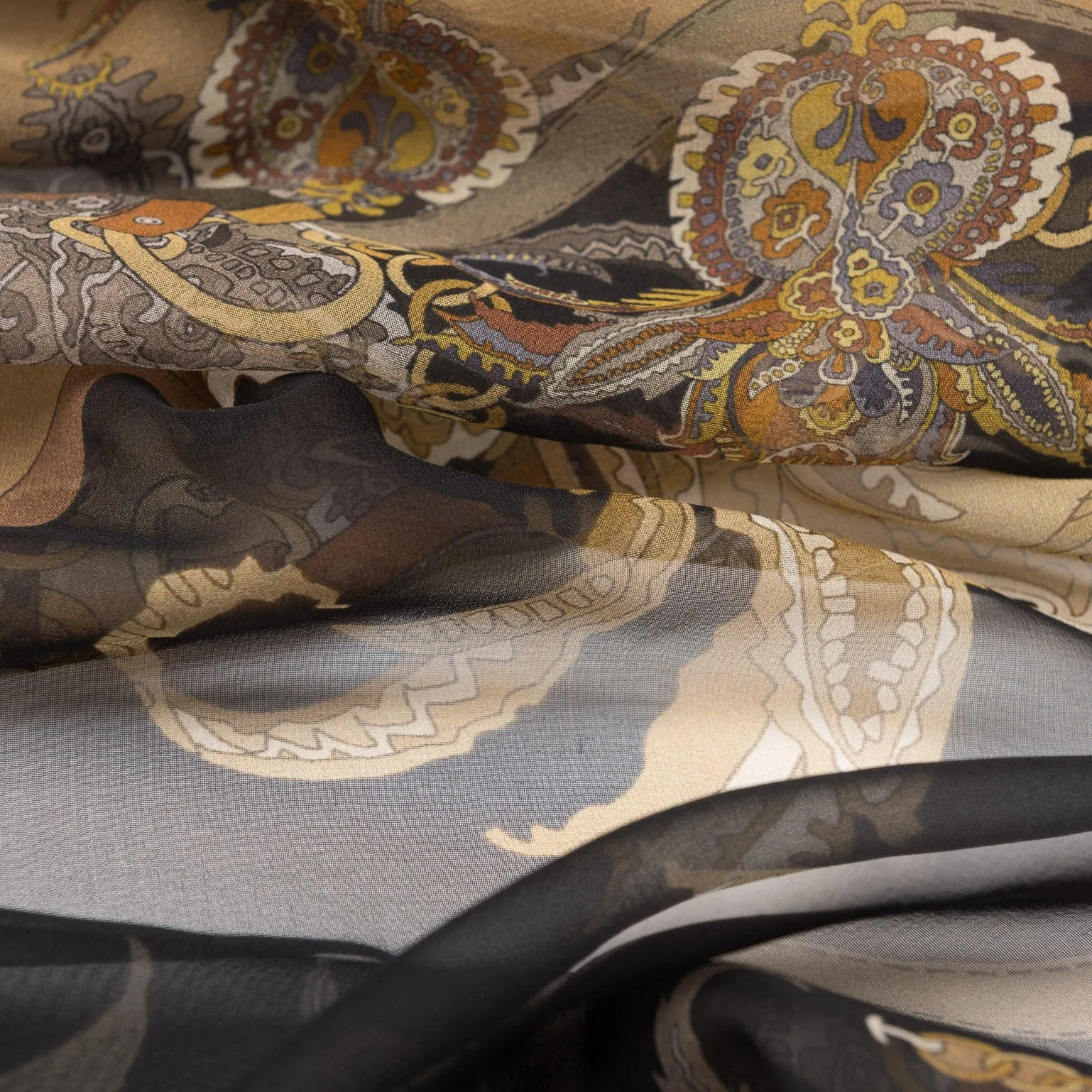 Alessandra - Long Sheer Silk Scarf - Black