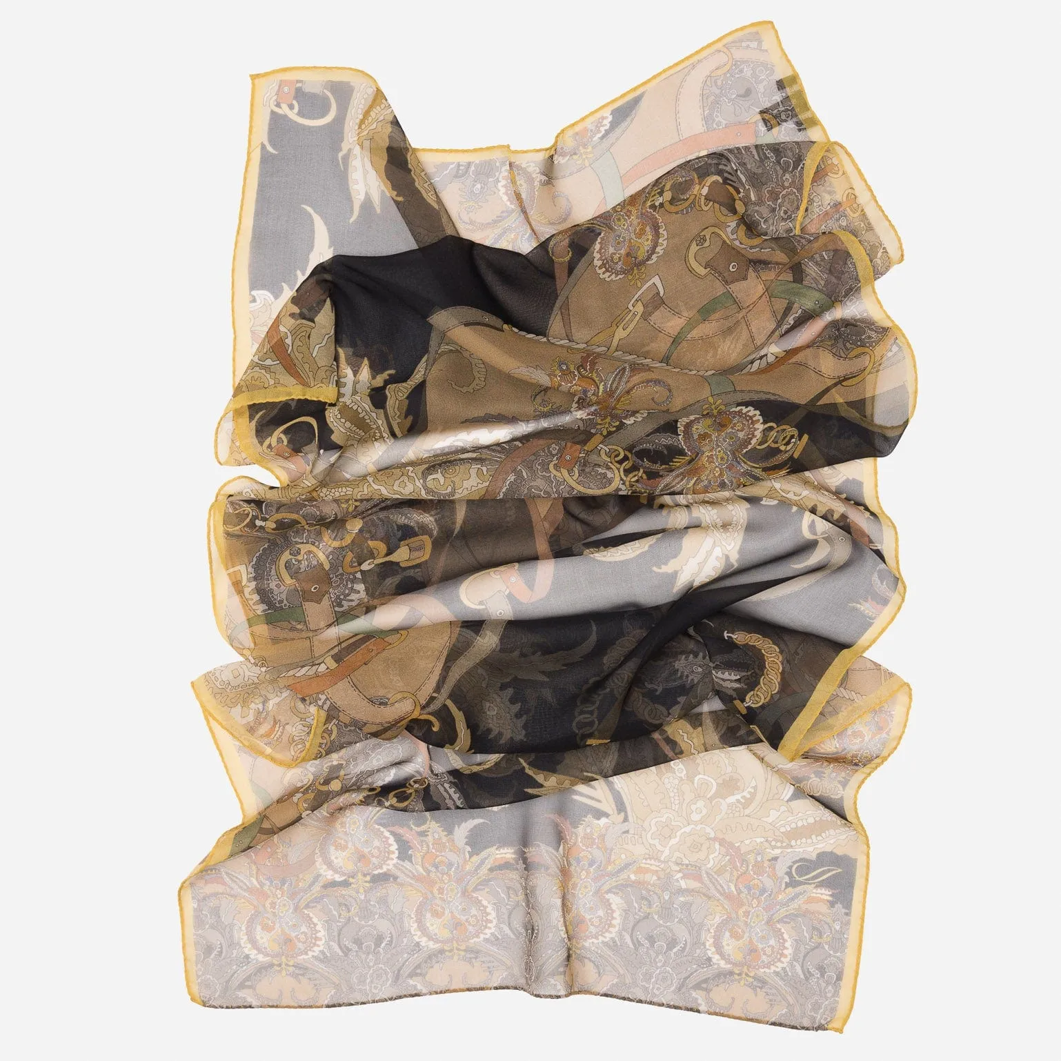 Alessandra - Long Sheer Silk Scarf - Black
