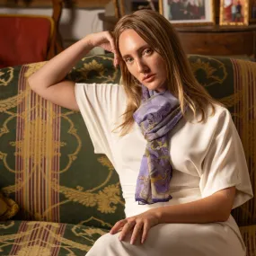 Alessandra - Long Sheer Silk Scarf - Purple