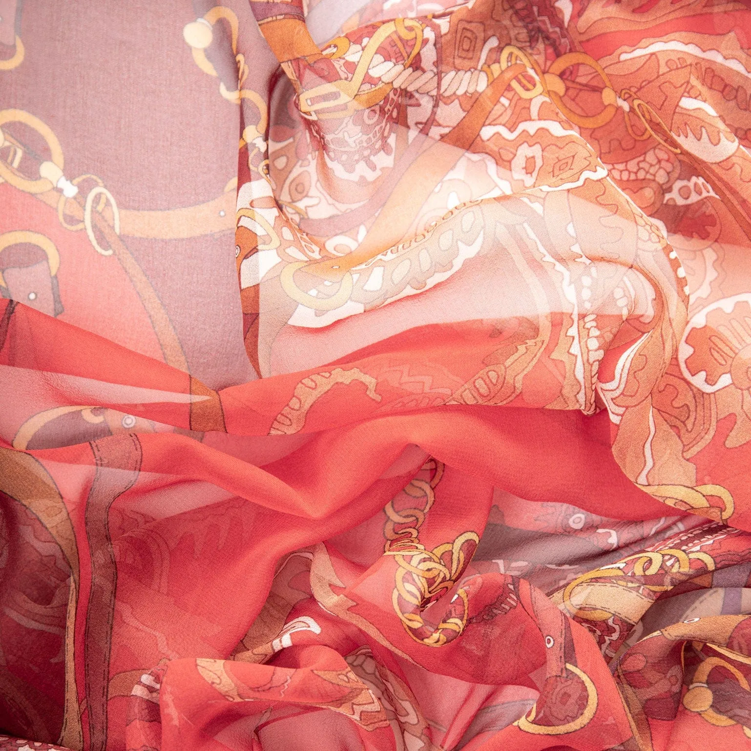 Alessandra - Long Sheer Silk Scarf - Red