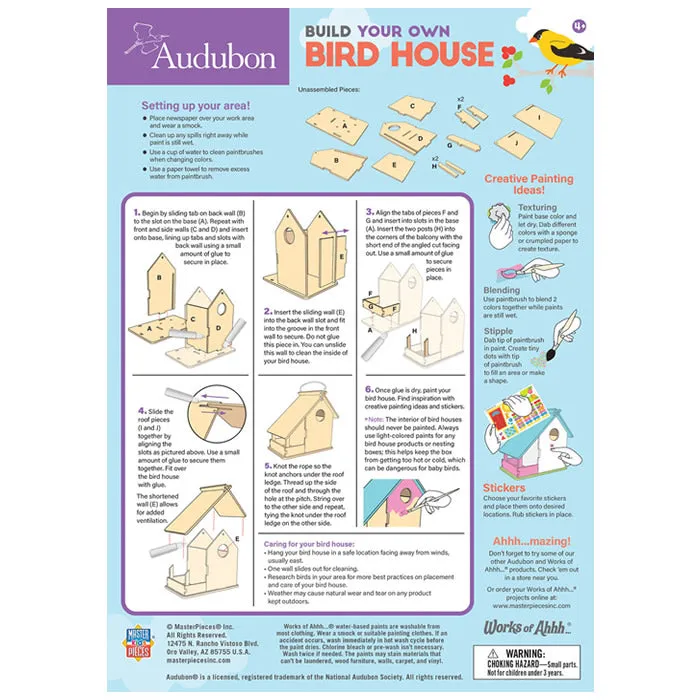 Audubon Bird House Buildable Wood Paint Kit