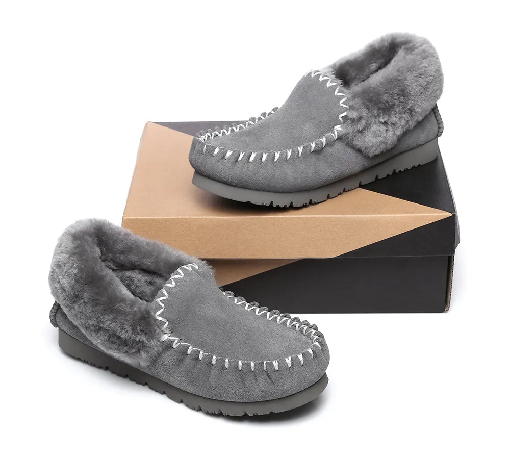 AUSTRALIAN SHEPHERD® UGG Men Sheepskin Wool Ankle Slippers Popo Moccasins Big Size