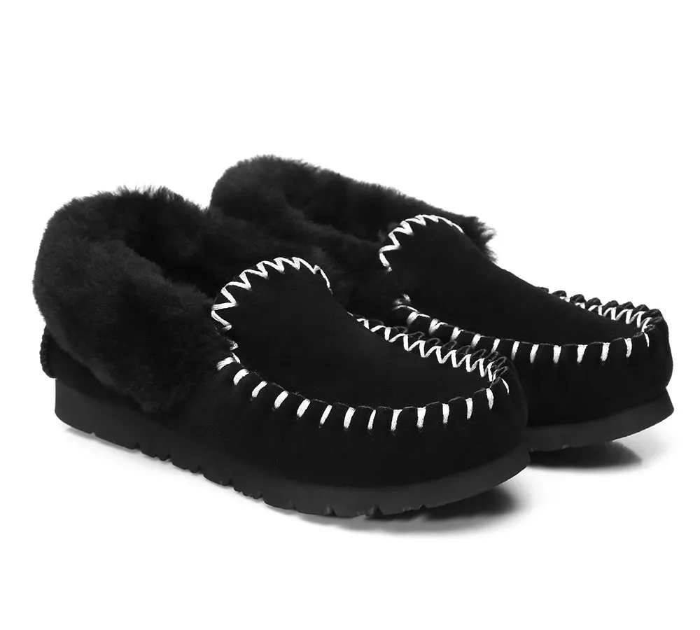 AUSTRALIAN SHEPHERD® UGG Men Sheepskin Wool Ankle Slippers Popo Moccasins Big Size