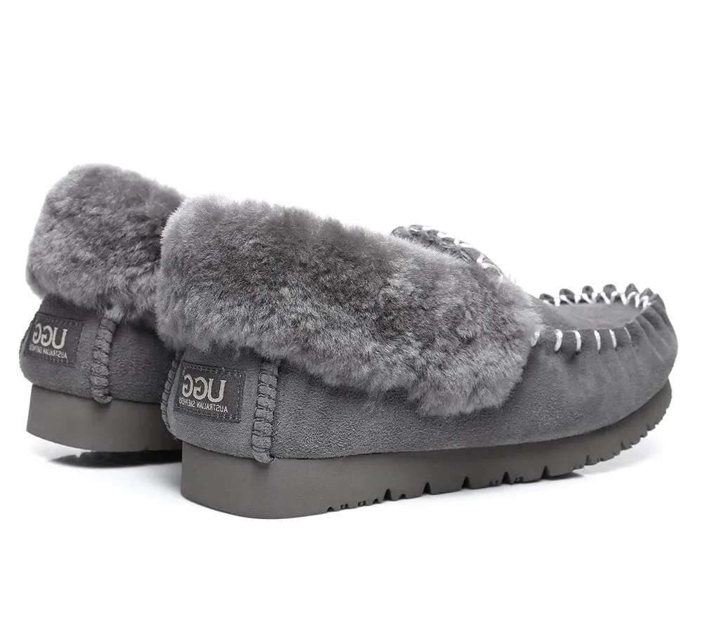 AUSTRALIAN SHEPHERD® UGG Men Sheepskin Wool Ankle Slippers Popo Moccasins Big Size