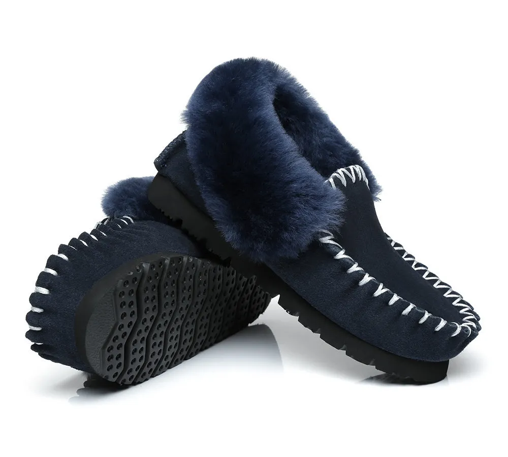 AUSTRALIAN SHEPHERD® UGG Men Sheepskin Wool Ankle Slippers Popo Moccasins Big Size