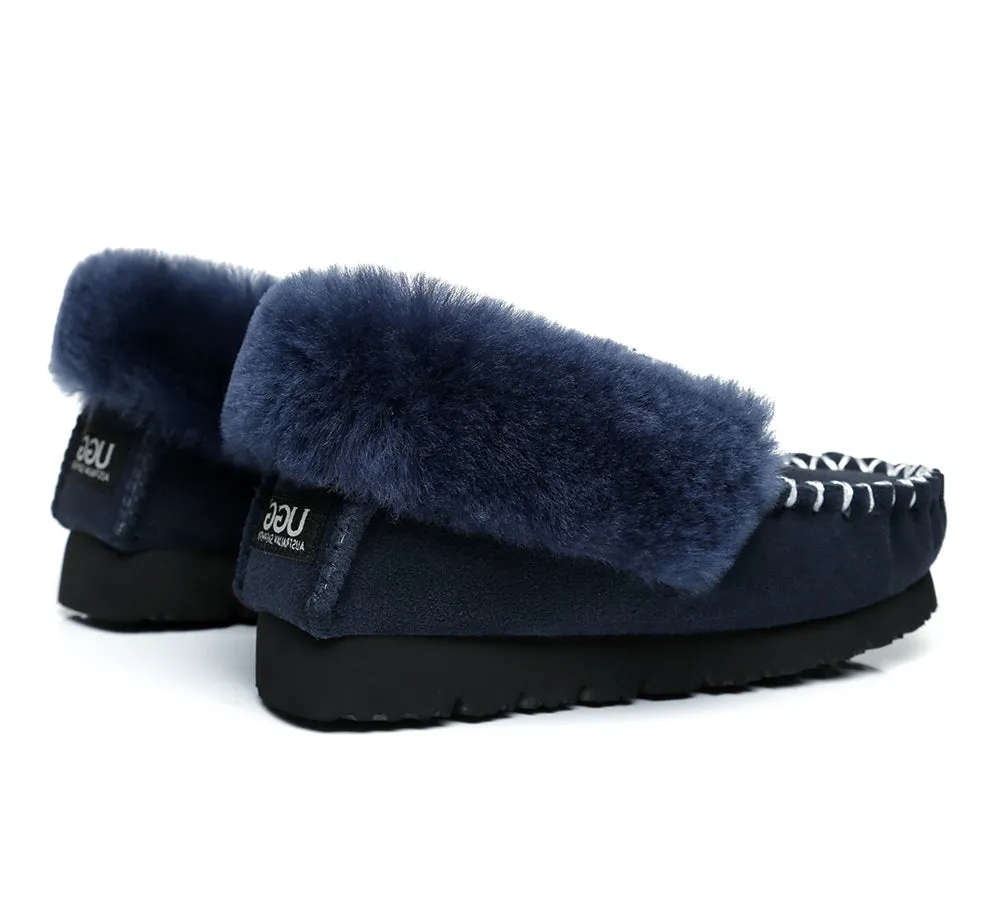 AUSTRALIAN SHEPHERD® UGG Men Sheepskin Wool Ankle Slippers Popo Moccasins Big Size