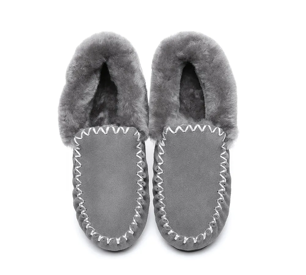 AUSTRALIAN SHEPHERD® UGG Men Sheepskin Wool Ankle Slippers Popo Moccasins Big Size