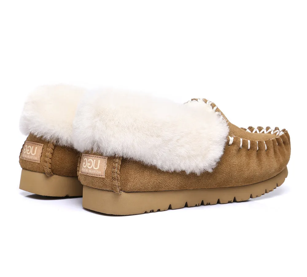 AUSTRALIAN SHEPHERD® UGG Men Sheepskin Wool Ankle Slippers Popo Moccasins Big Size