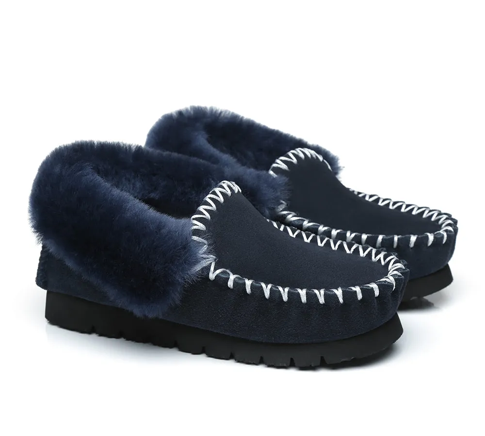 AUSTRALIAN SHEPHERD® UGG Men Sheepskin Wool Ankle Slippers Popo Moccasins Big Size