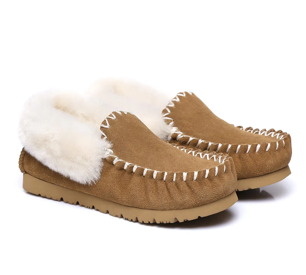 AUSTRALIAN SHEPHERD® UGG Men Sheepskin Wool Ankle Slippers Popo Moccasins Big Size
