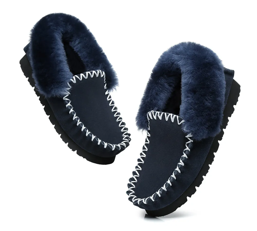 AUSTRALIAN SHEPHERD® UGG Men Sheepskin Wool Ankle Slippers Popo Moccasins Big Size