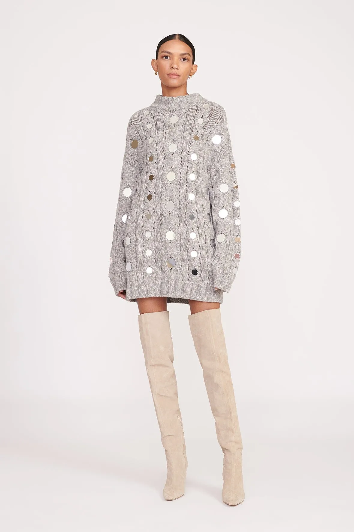 BEEHIVE MIRRORED SWEATER | HEATHER GREY