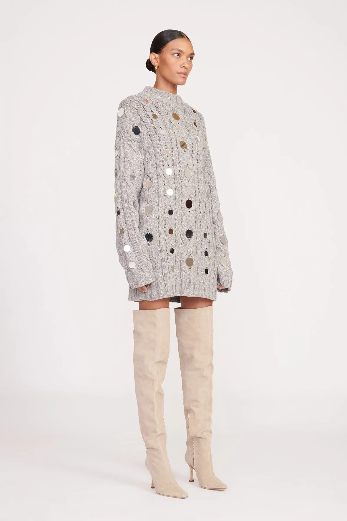 BEEHIVE MIRRORED SWEATER | HEATHER GREY