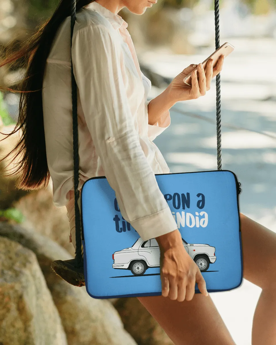 Blue Laptop Sleeve with Tagline Once Upon A Time In India