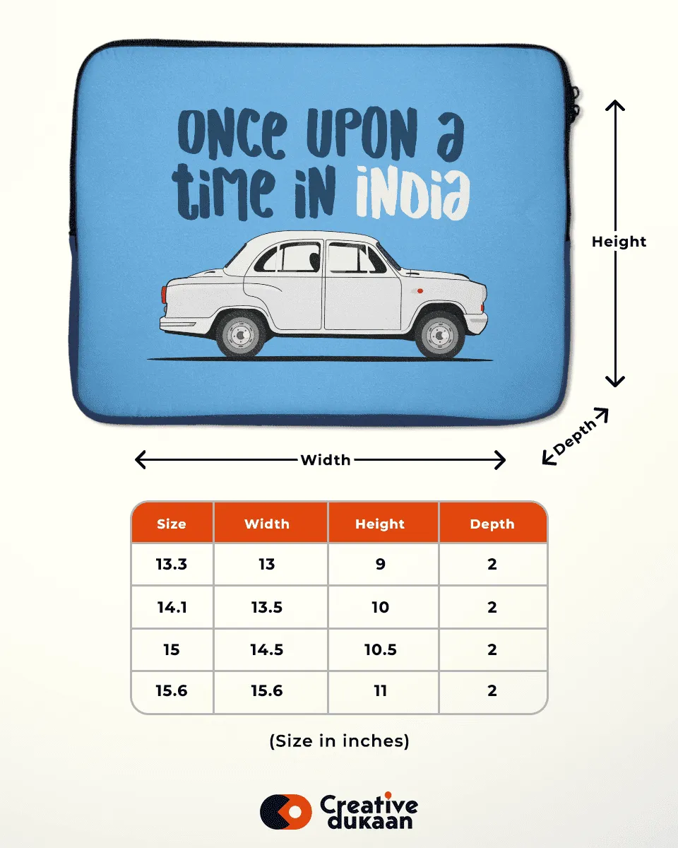 Blue Laptop Sleeve with Tagline Once Upon A Time In India