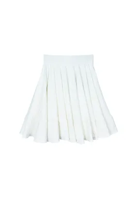 Buru x Kelly Golightly Mini Lucinda Circle Skirt - White Knit Jacquard