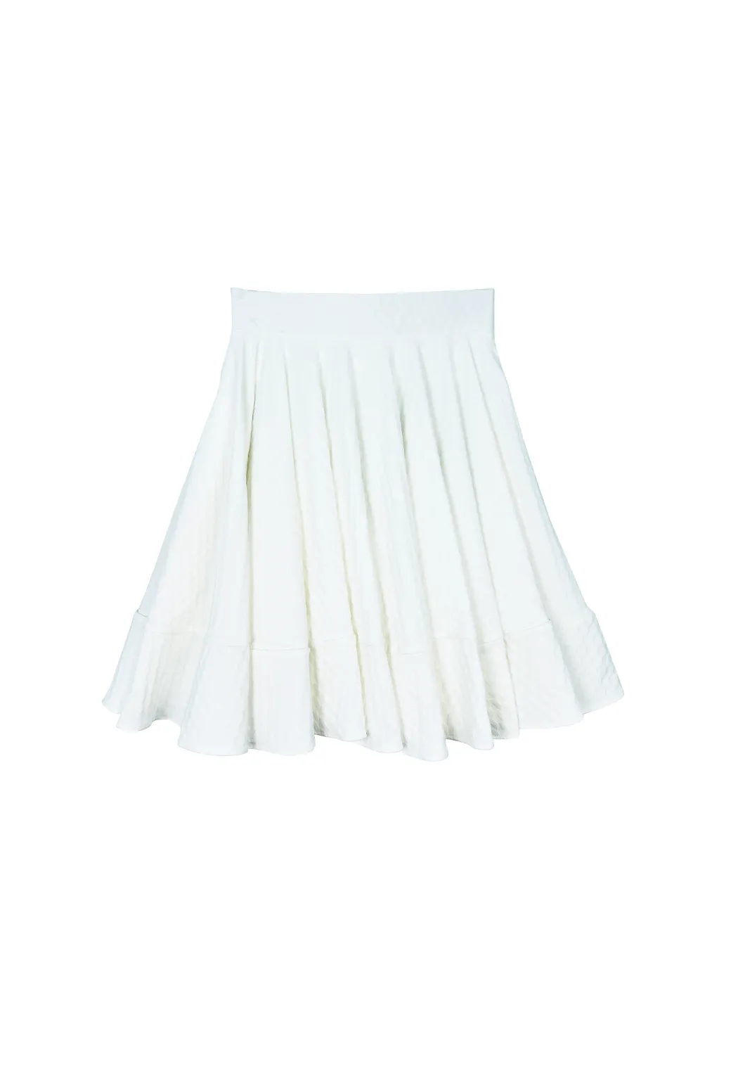 Buru x Kelly Golightly Mini Lucinda Circle Skirt - White Knit Jacquard