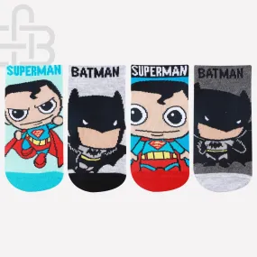 Chibi Batman & Superman Baby Unisex Socks - Pack Of 4