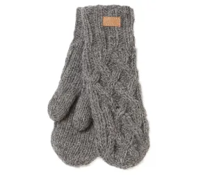 Chunky Funky Wool Mittens, Grey cuff mittens, gloves, Fleece Lined,