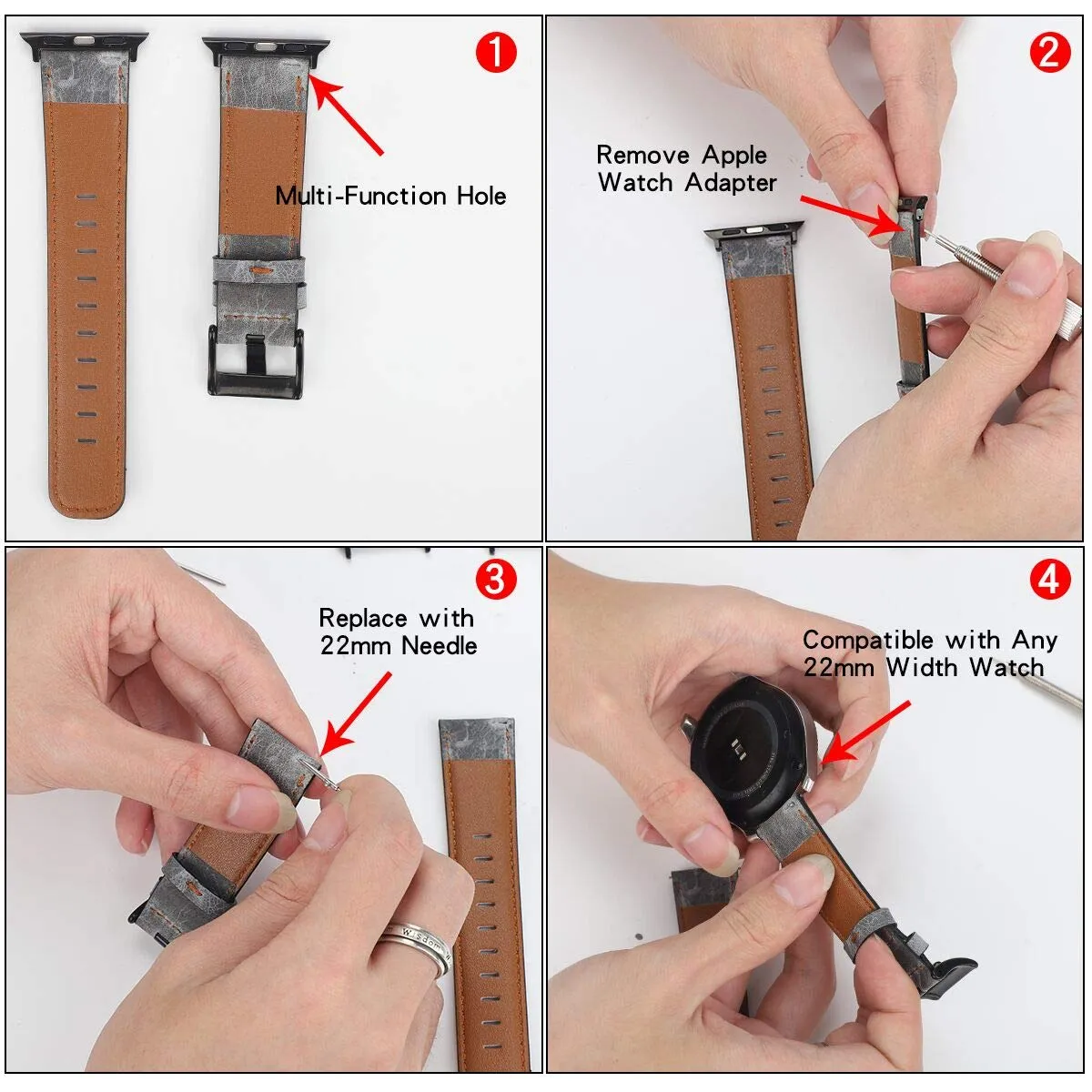 Coffee Brown Leather Vintage Strap for iWatch