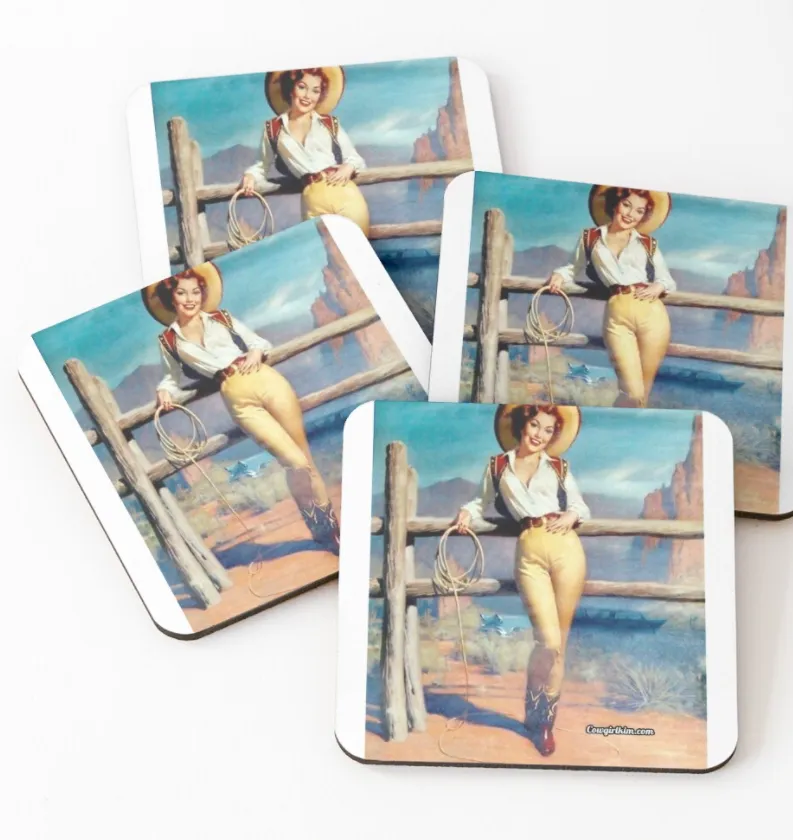 Cowgirl Kim Western Vintage Cowgirl Coasters - Set of 4