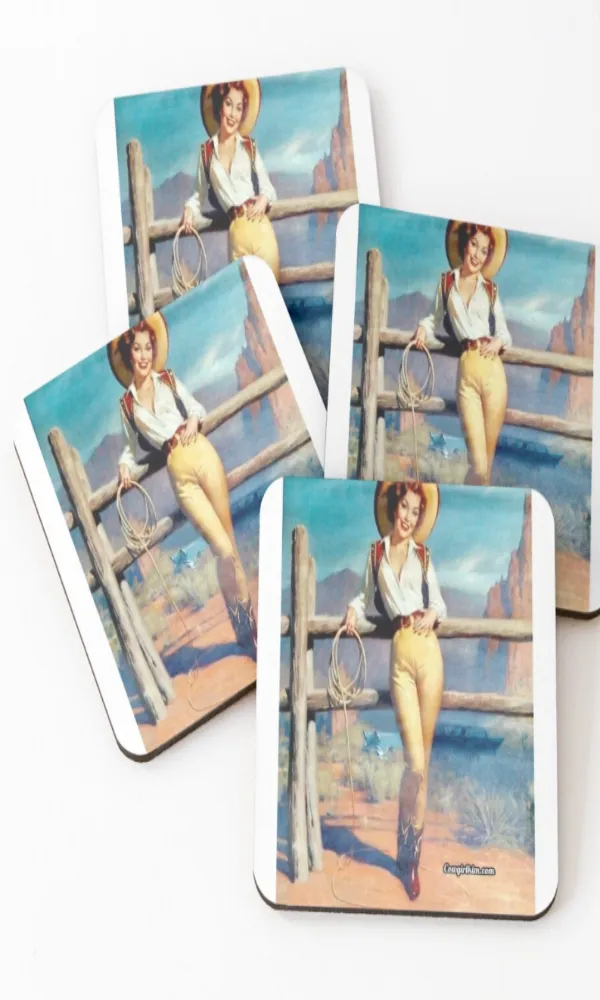 Cowgirl Kim Western Vintage Cowgirl Coasters - Set of 4