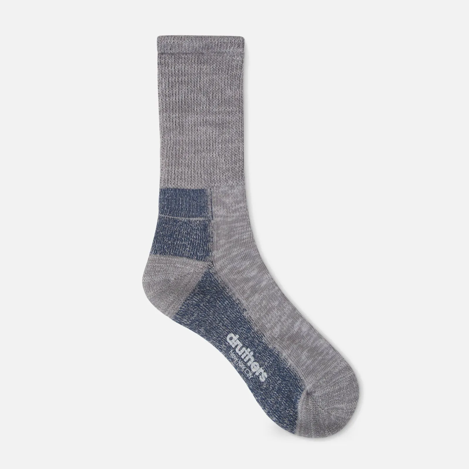 Druthers Grey Blue Mélange Organic Cotton Defender Boot Sock