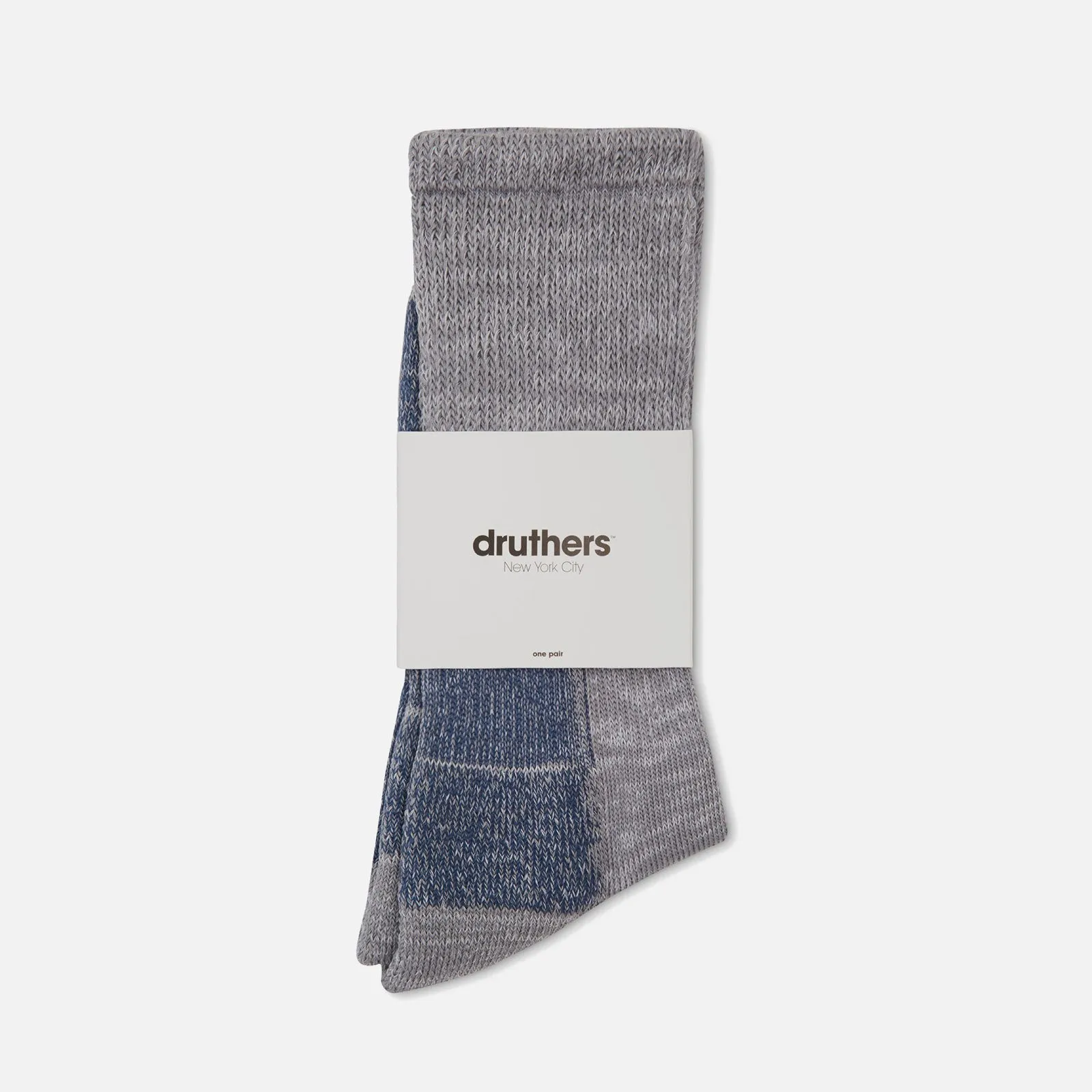Druthers Grey Blue Mélange Organic Cotton Defender Boot Sock