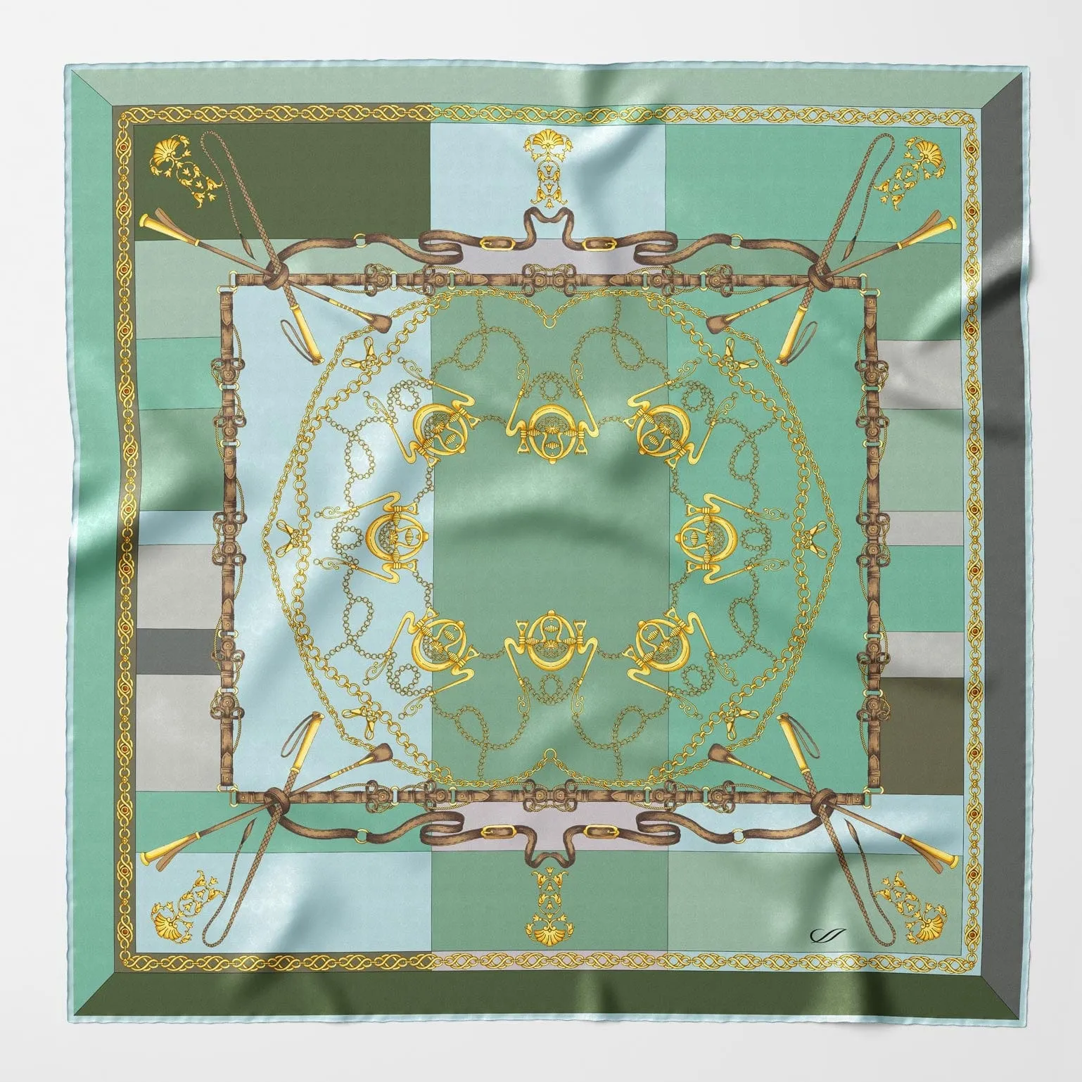 Gabriella - Hand Rolled Silk Foulard - Laurel