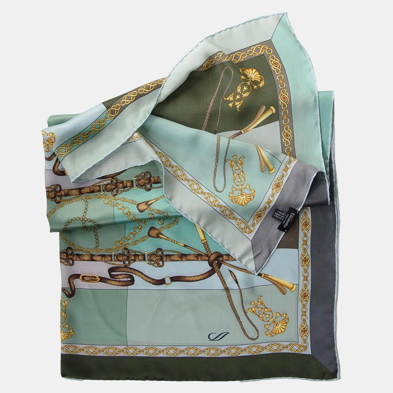 Gabriella - Hand Rolled Silk Foulard - Laurel