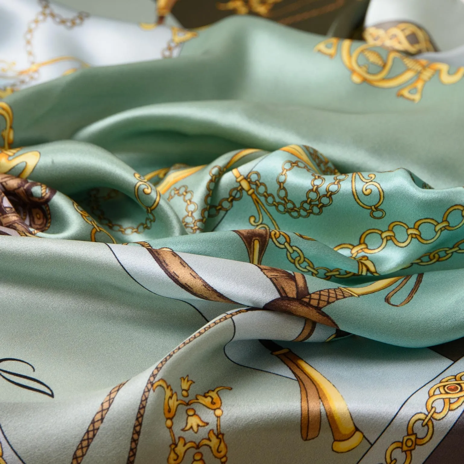 Gabriella - Hand Rolled Silk Foulard - Laurel