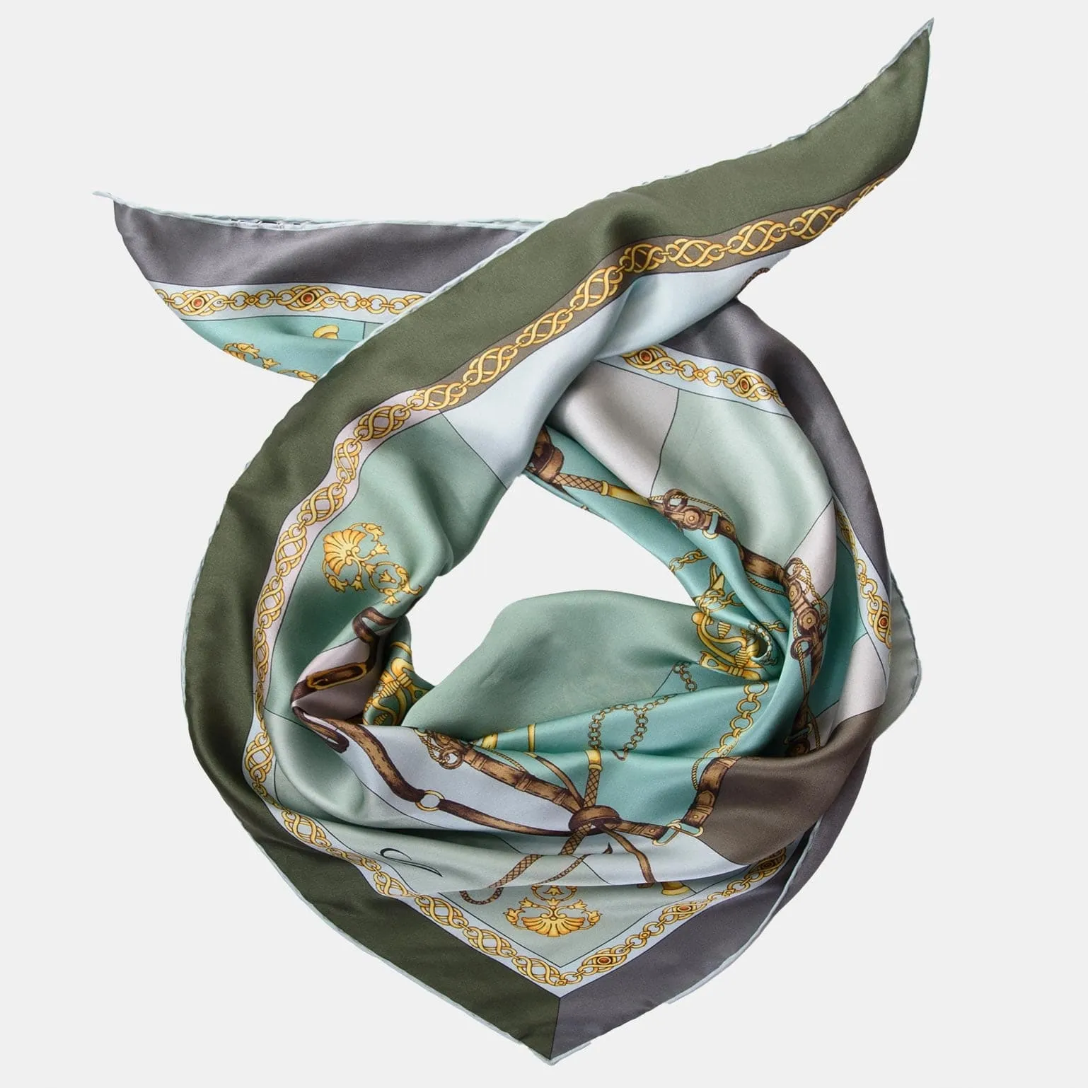 Gabriella - Hand Rolled Silk Foulard - Laurel