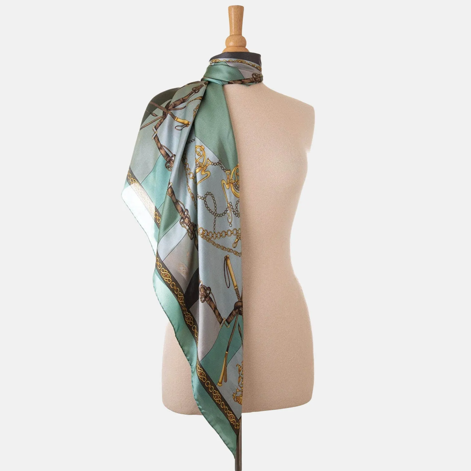 Gabriella - Hand Rolled Silk Foulard - Laurel