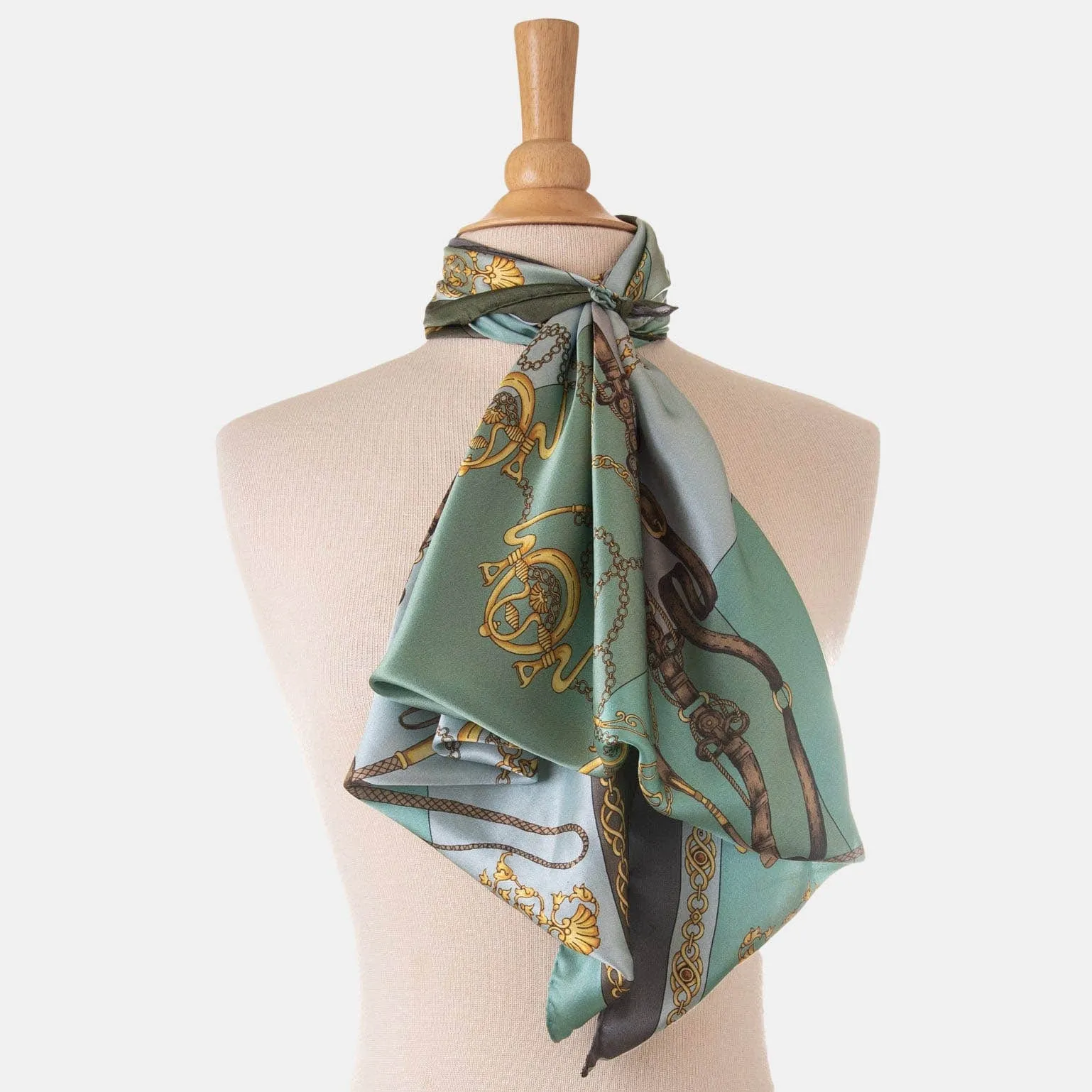 Gabriella - Hand Rolled Silk Foulard - Laurel
