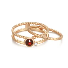Garnet Gold Triple Ring - Mystical
