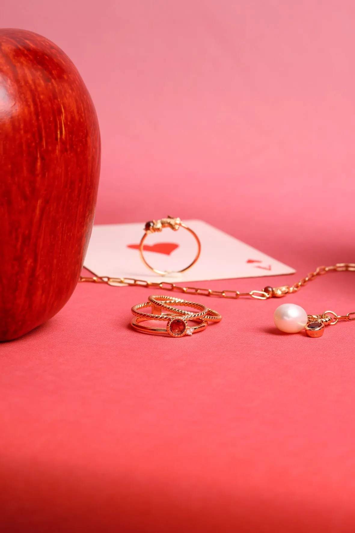 Garnet Gold Triple Ring - Mystical