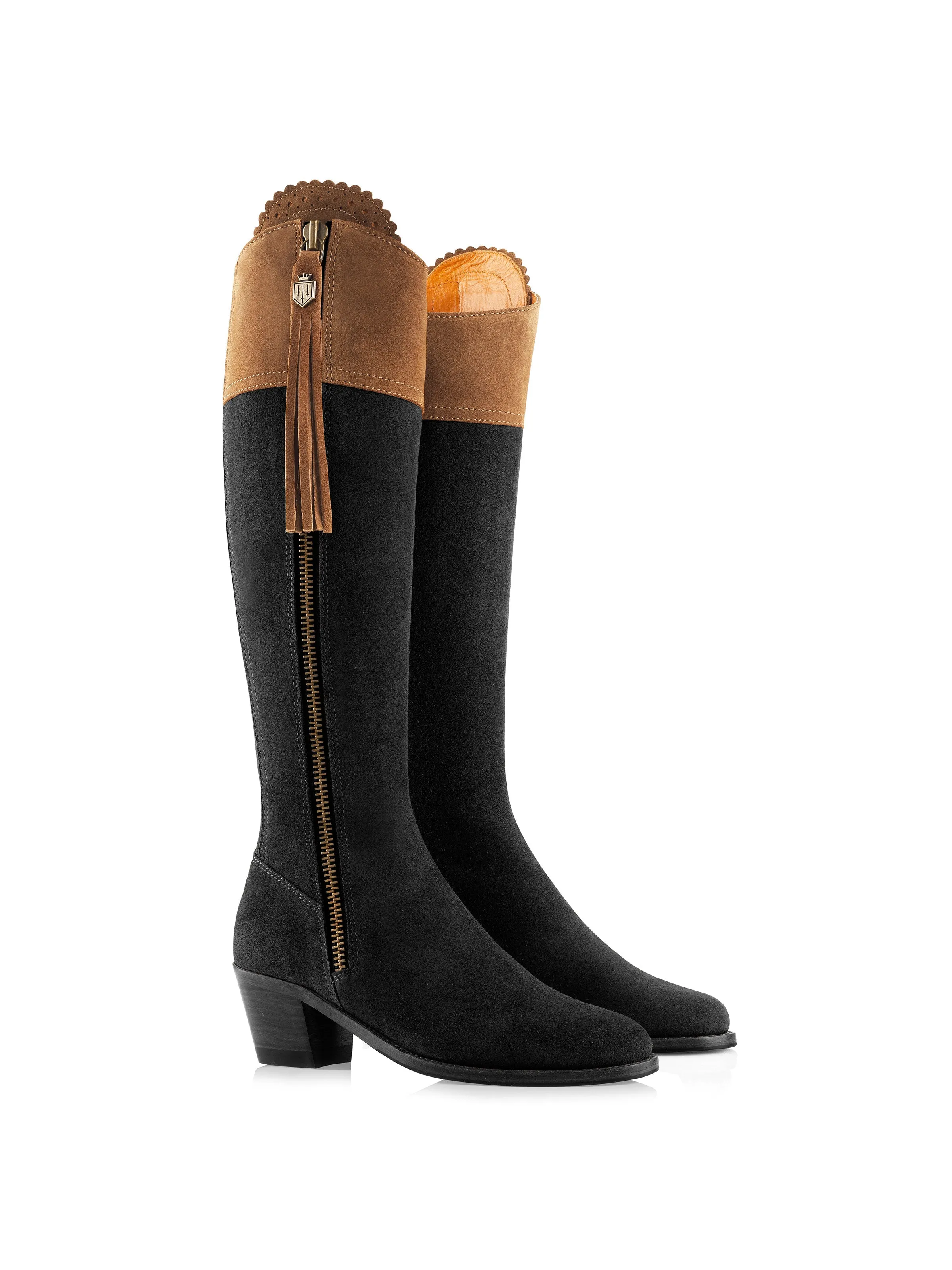 Heeled Regina (Regular Fit) - Tan & Black Suede