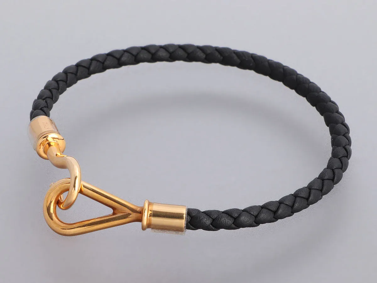 Hermès Black Leather Jumbo Hook Bracelet