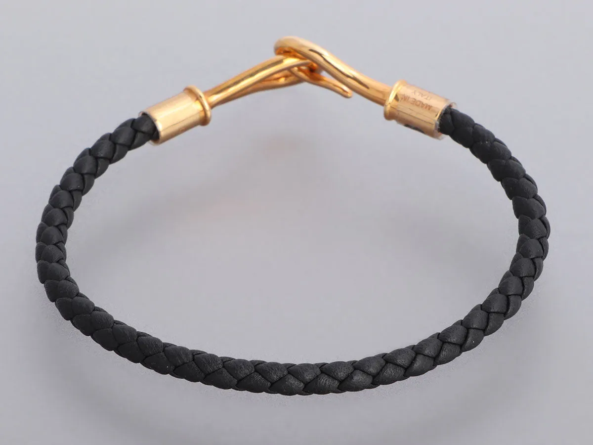 Hermès Black Leather Jumbo Hook Bracelet