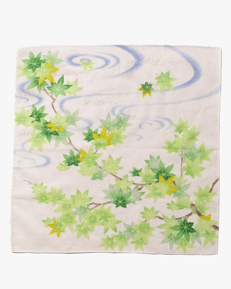 Japanese Handkerchief, Classic, Taisho-Roman, Green Momiji