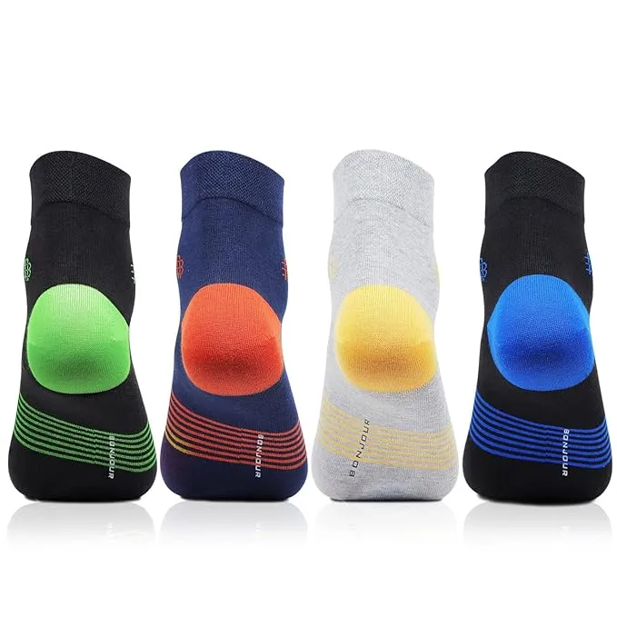 Men Cotton Multicolored Ankle Bold Socks- Pack of 4