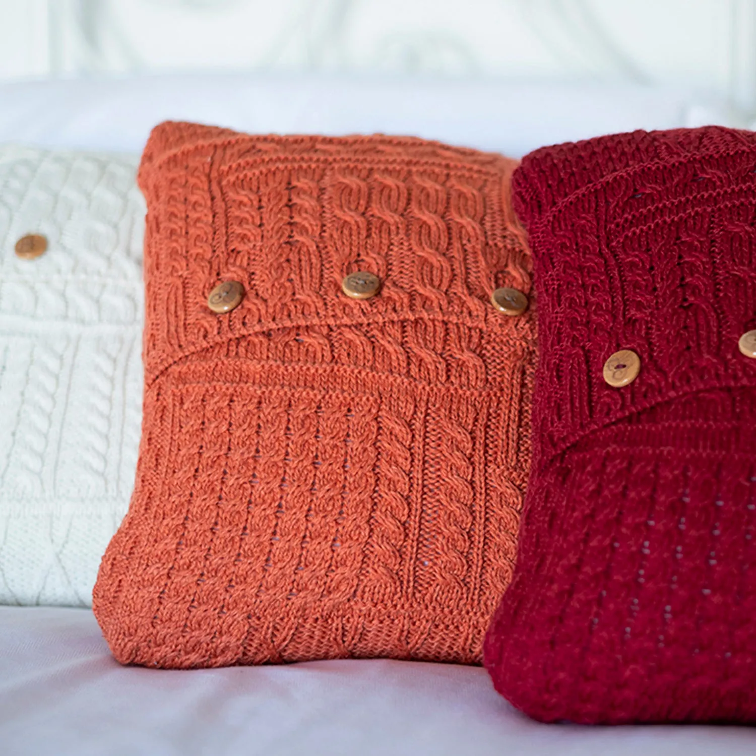 Orange Aran Cushion Cover