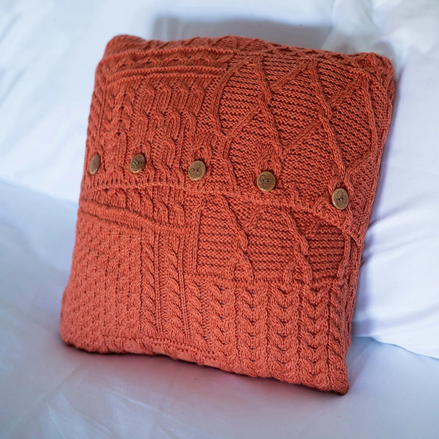 Orange Aran Cushion Cover