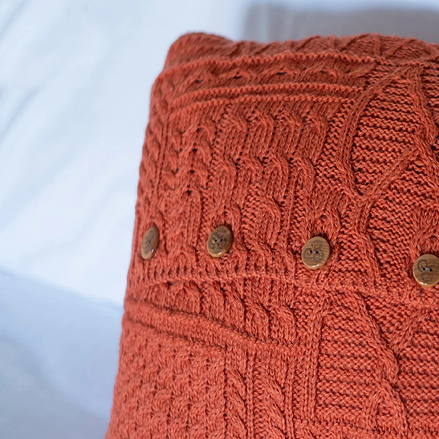 Orange Aran Cushion Cover