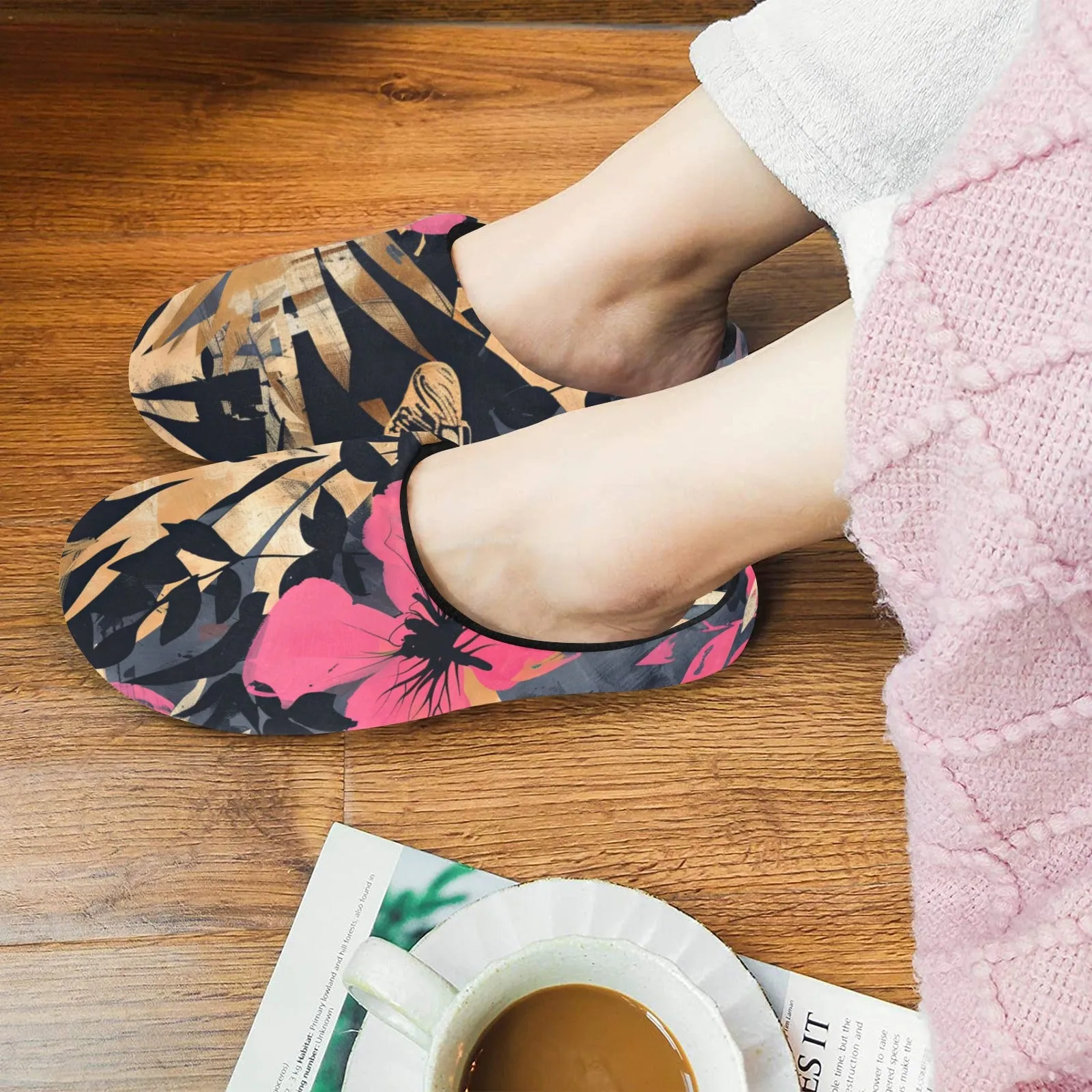 Shadowed Feet Women's Non-Slip Cotton Slippers (Model 0602)