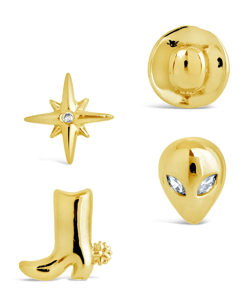 Space Cowgirl CZ Mismatched Stud Earrings