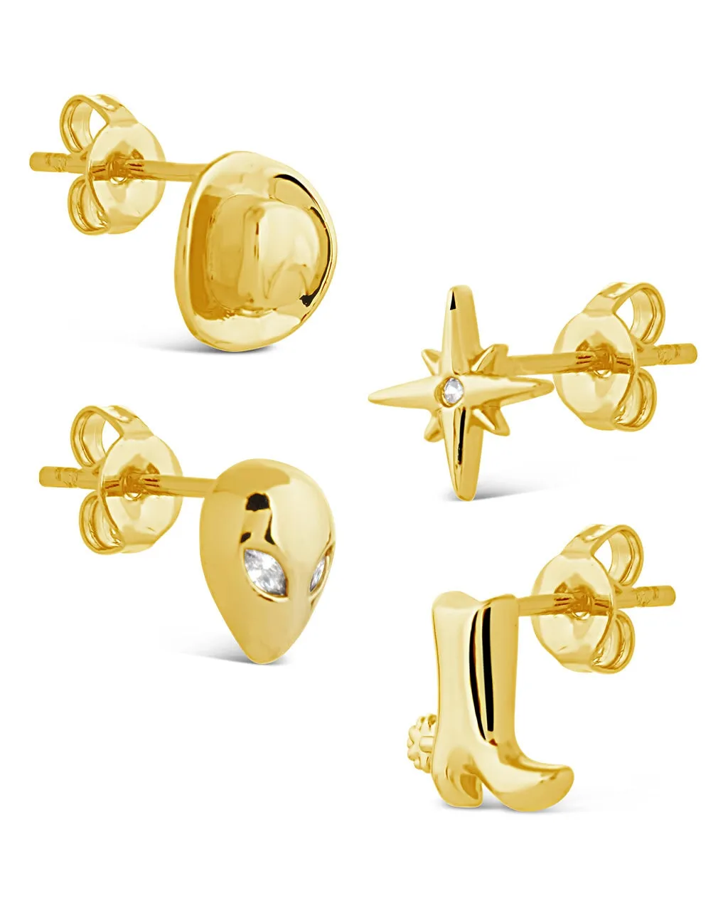 Space Cowgirl CZ Mismatched Stud Earrings